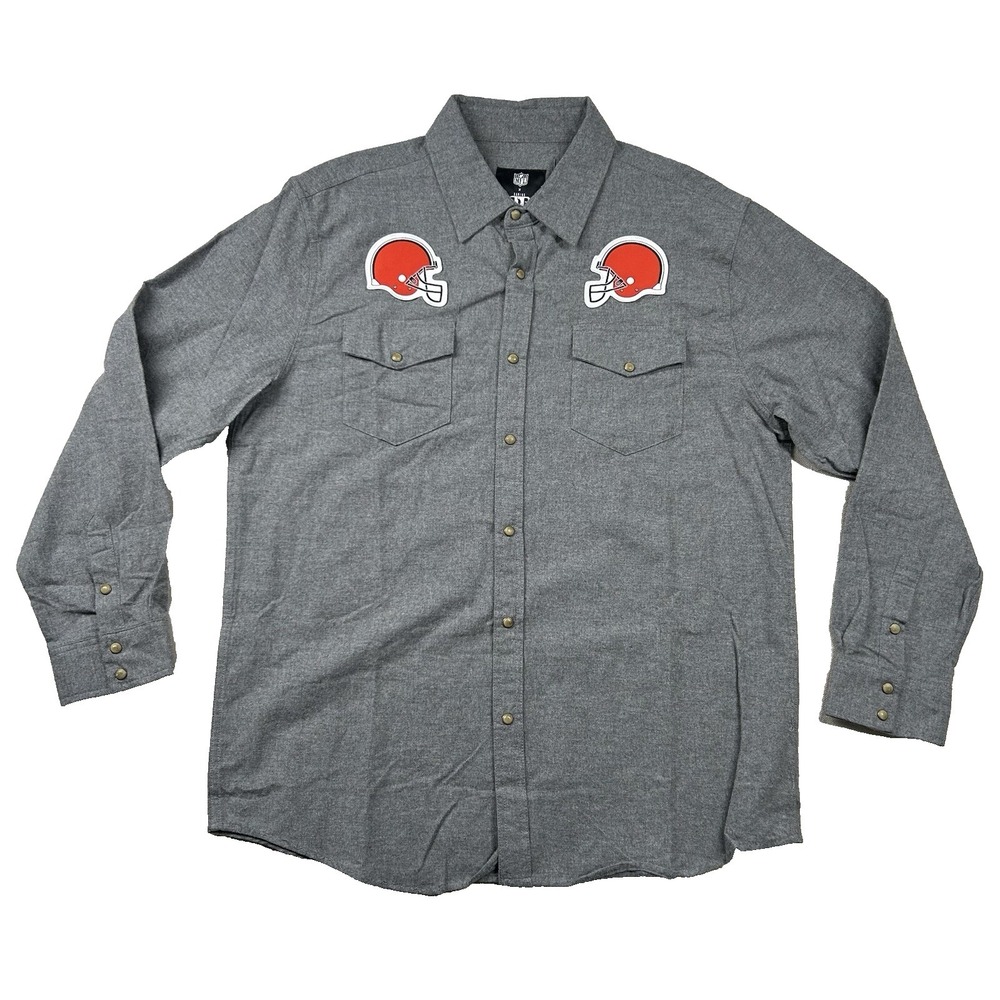 NFL x Darius Rucker Shirt Mens L Pearl Snap Flannel Cleveland Browns Football
